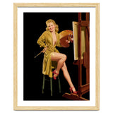 Young And Beautiful Woman Posing In Front Of The Painting Canvas thumbnail