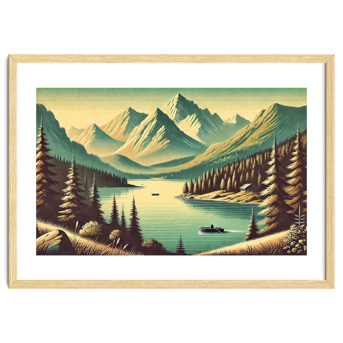 Vintage Alpine Lake Poster