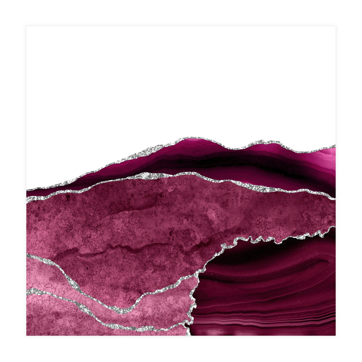 Burgundy & Silver Agate Texture 14  (Print Only)