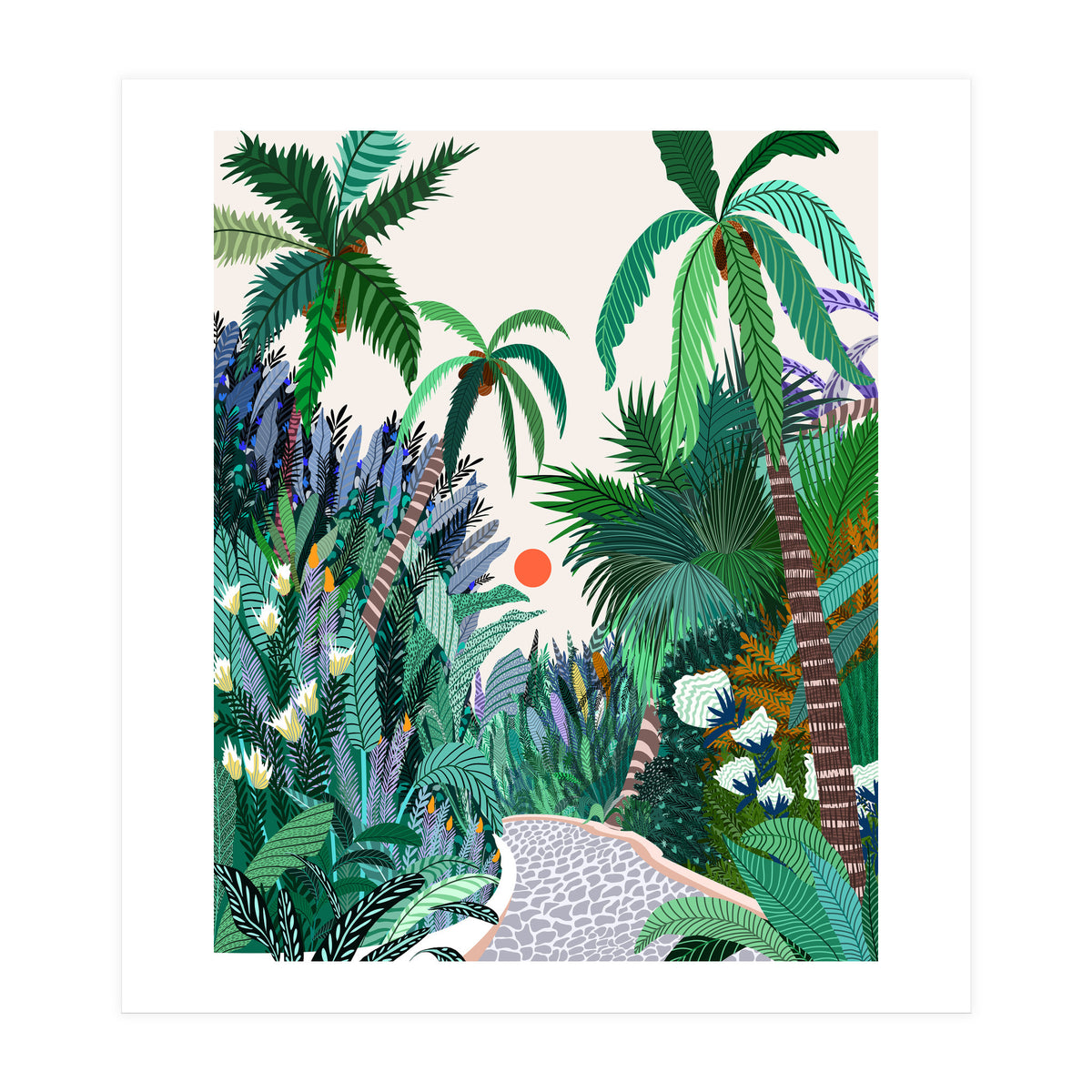 The Urban Jungle Route, Botanical Tropical Nature Plants, Forest Bohemian Eclectic Trees, Exotic Garden Palm Travel Boho (Print Only)