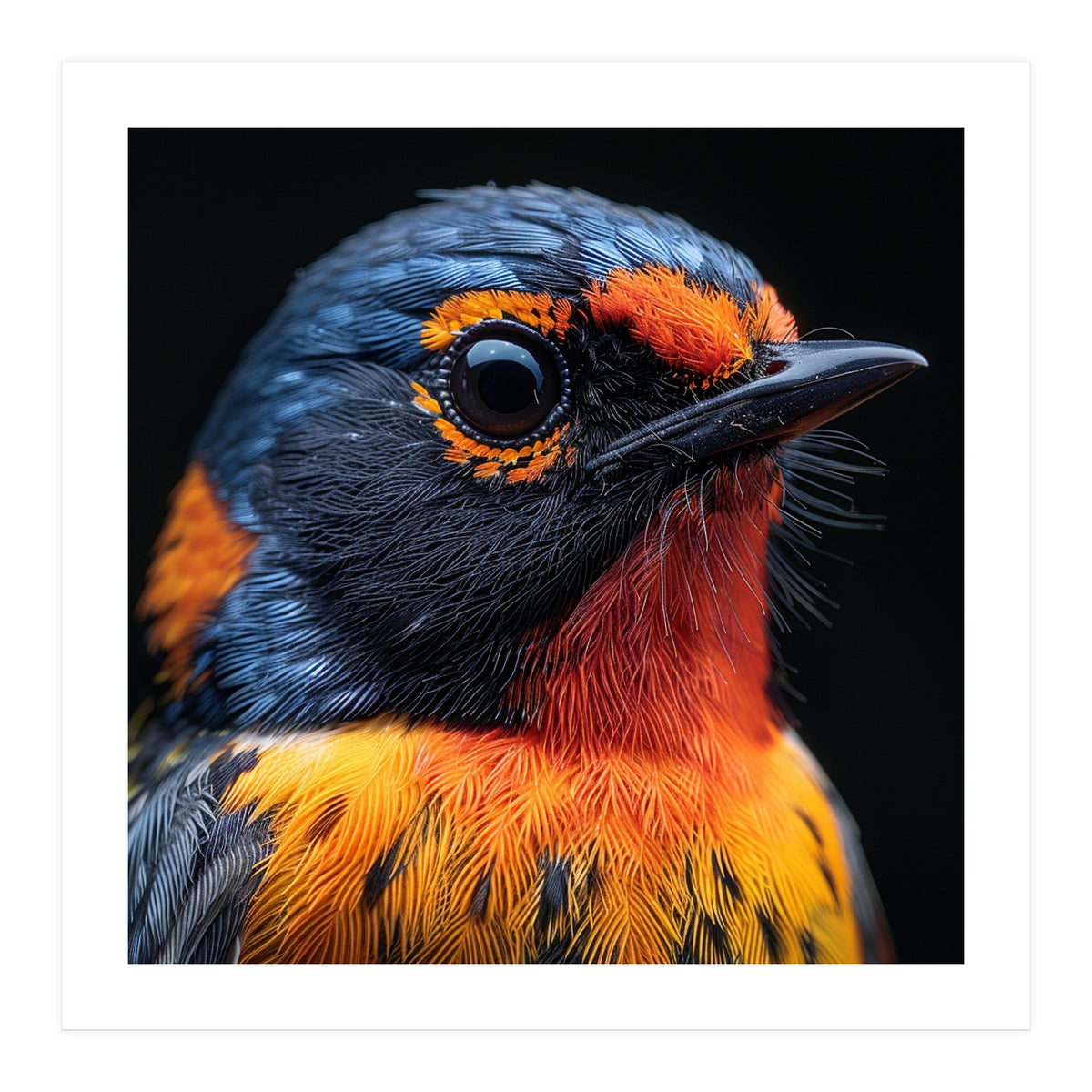 Vibrant Bird With Orange And Blue Plumage (Print Only)