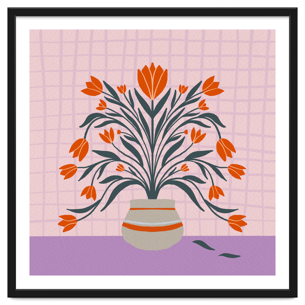 Tulips in a vase - orange and violet