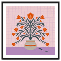 Tulips in a vase - orange and violet