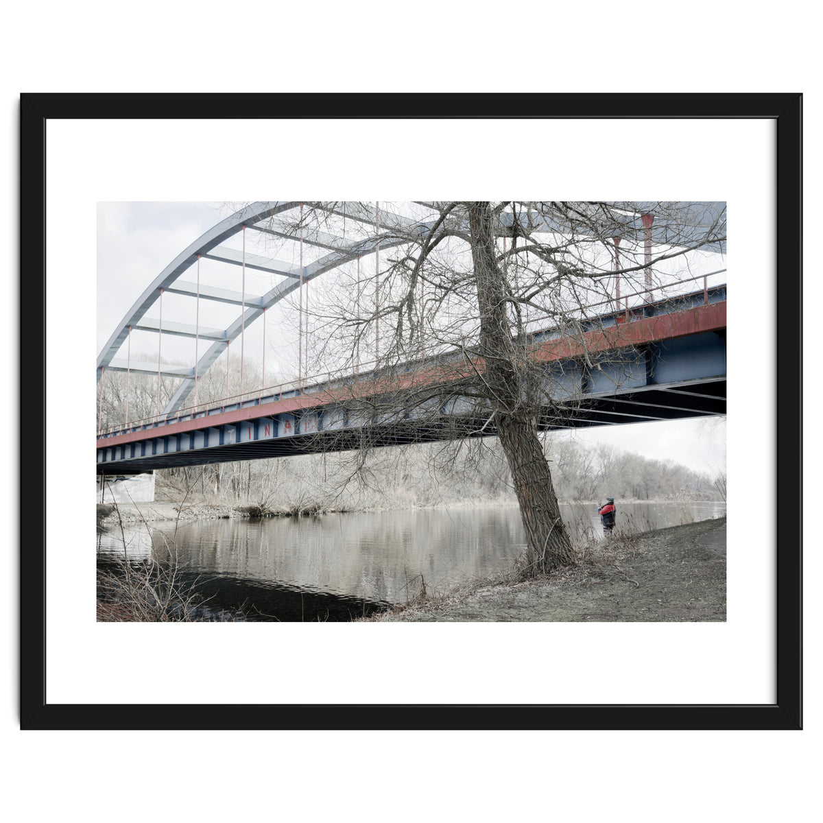Fishing man under the bridge