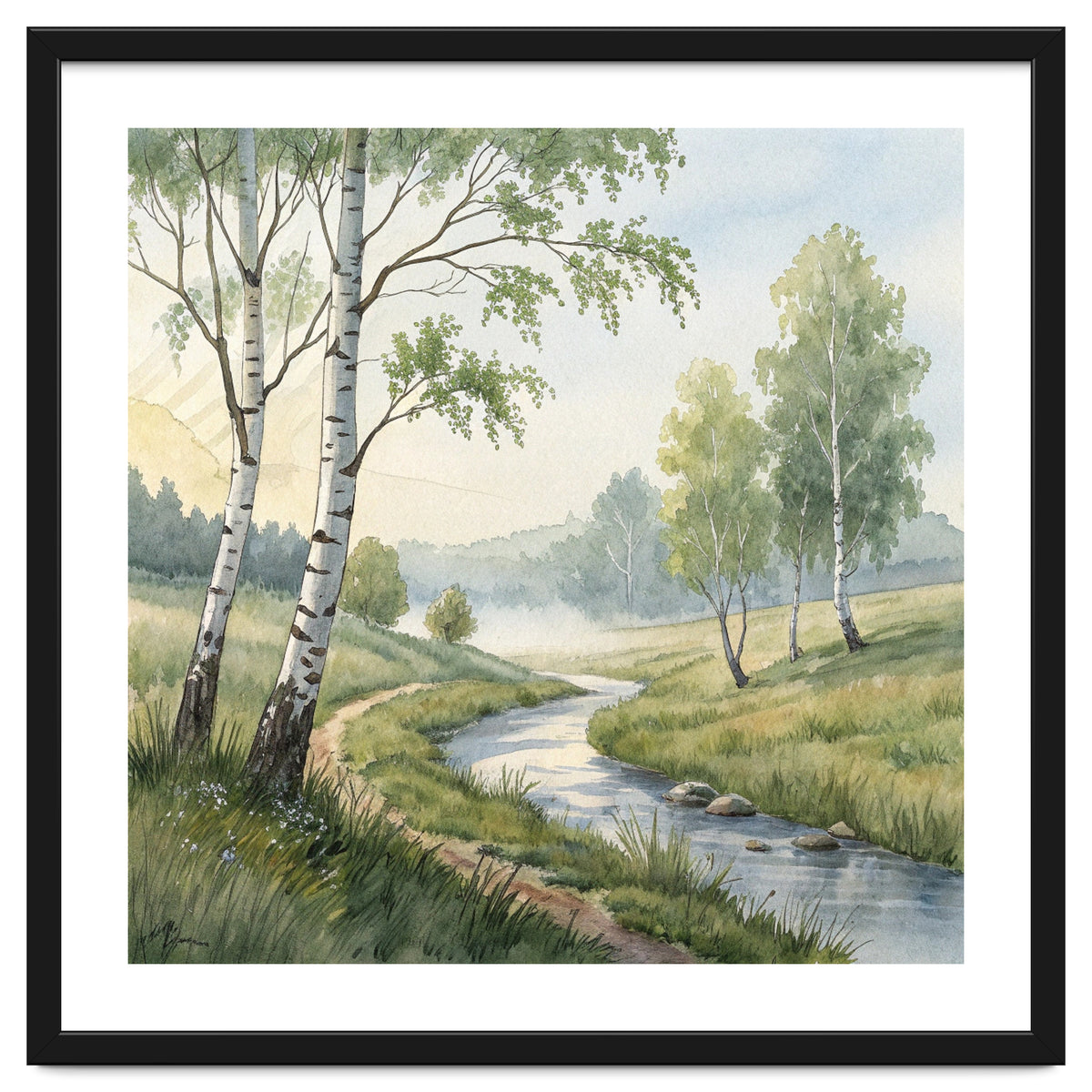 Morning Mist in the Birch Valley