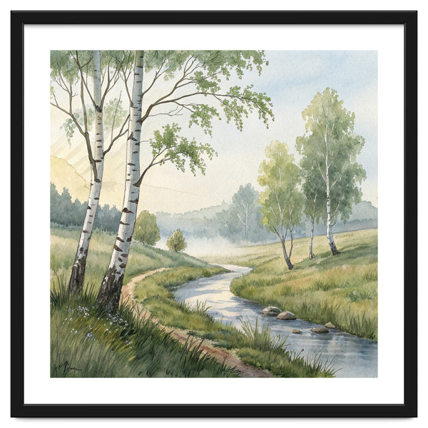 Morning Mist in the Birch Valley