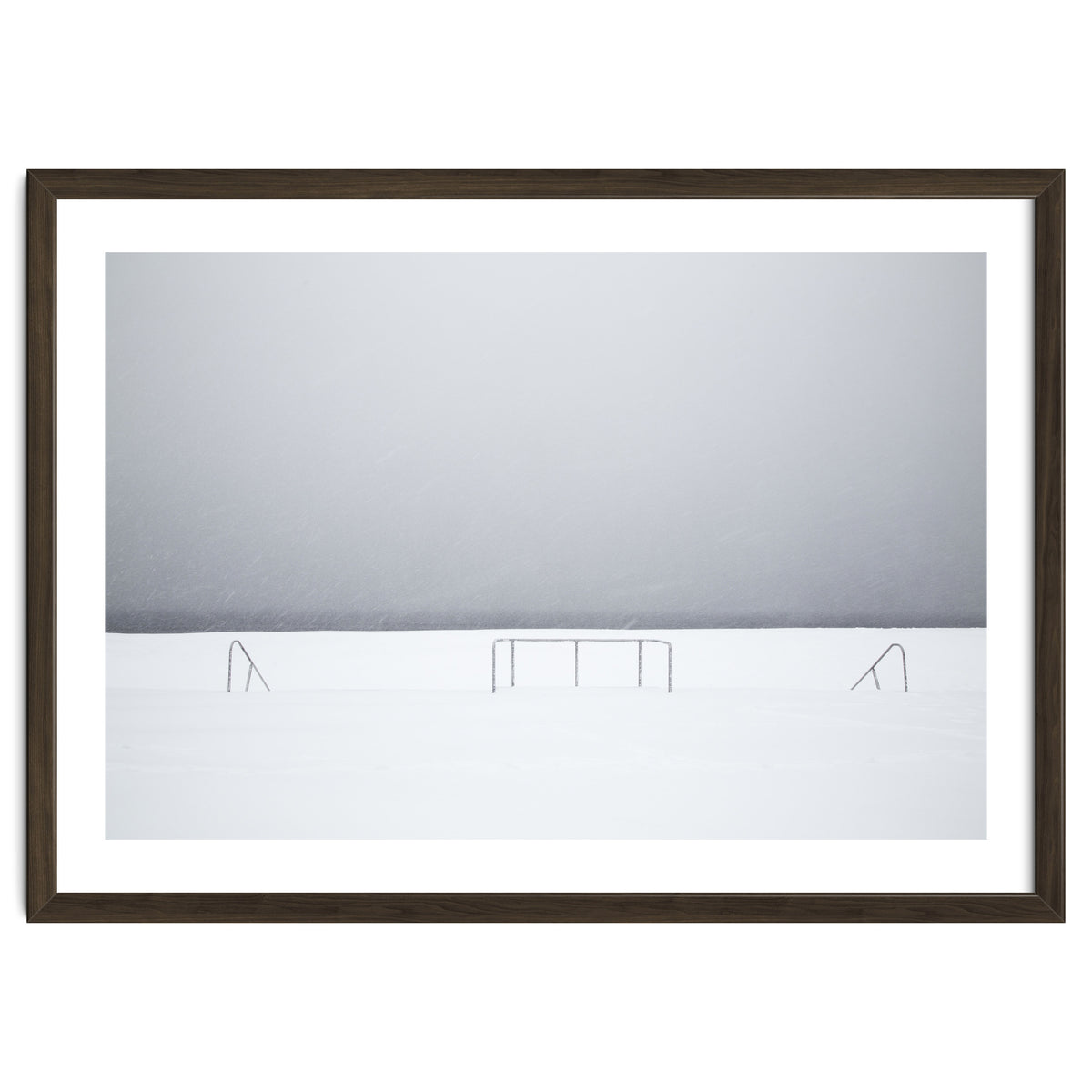 Stair railing covered by snow