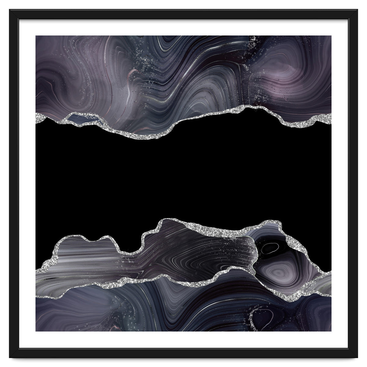 Black & Silver Glitter Agate Texture 03