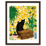Urban Jungle Cat, Black Cats Pets Terrazzo Decor, Whimsical Bohemian Animals Illustration, Eclectic Quirky Travel thumbnail