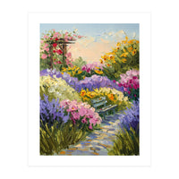 Serene Summer Garden Path Oil Painting (Print Only)