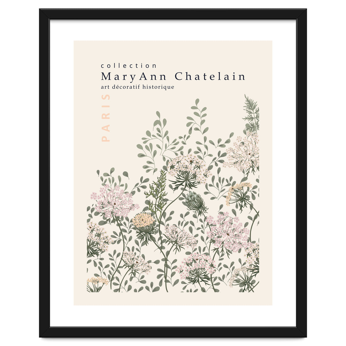 Historic decorative art Paris Queen Anne's lace