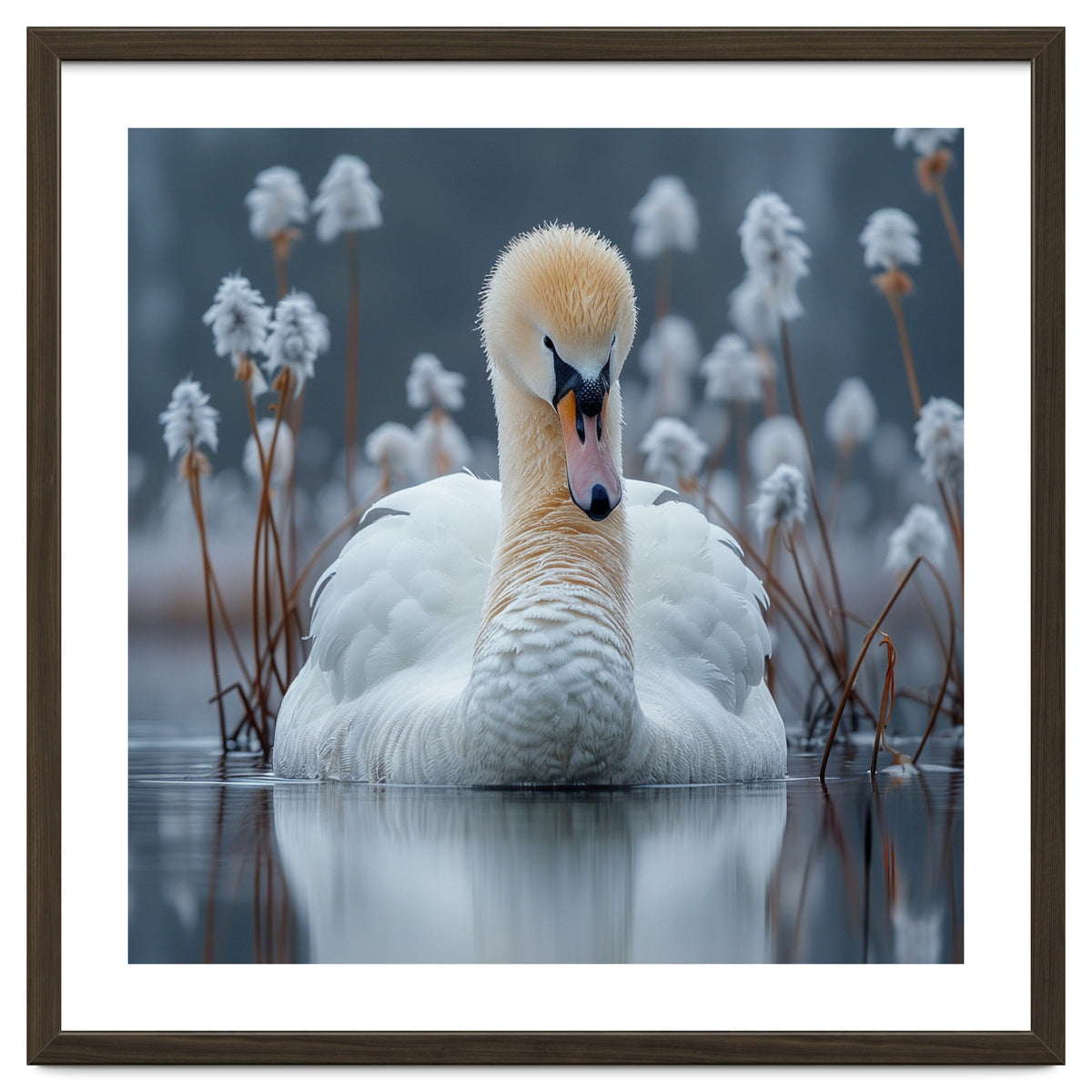 Swan Floating Serene On Calm Water