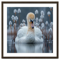 Swan Floating Serene On Calm Water