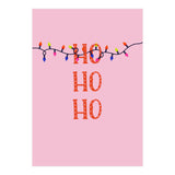 HO HO HO Christmas Lights Art, Pink Holiday Illustration, Modern Festive Quote (Print Only) thumbnail