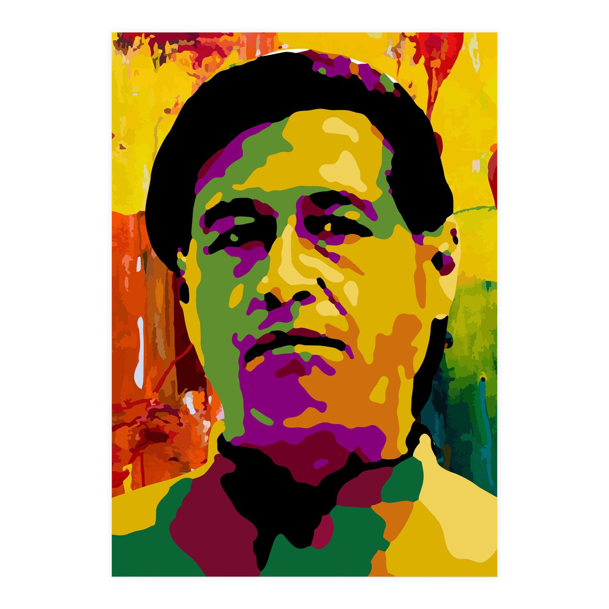 Cesar Chavez Colorful Abstract Art (Print Only)
