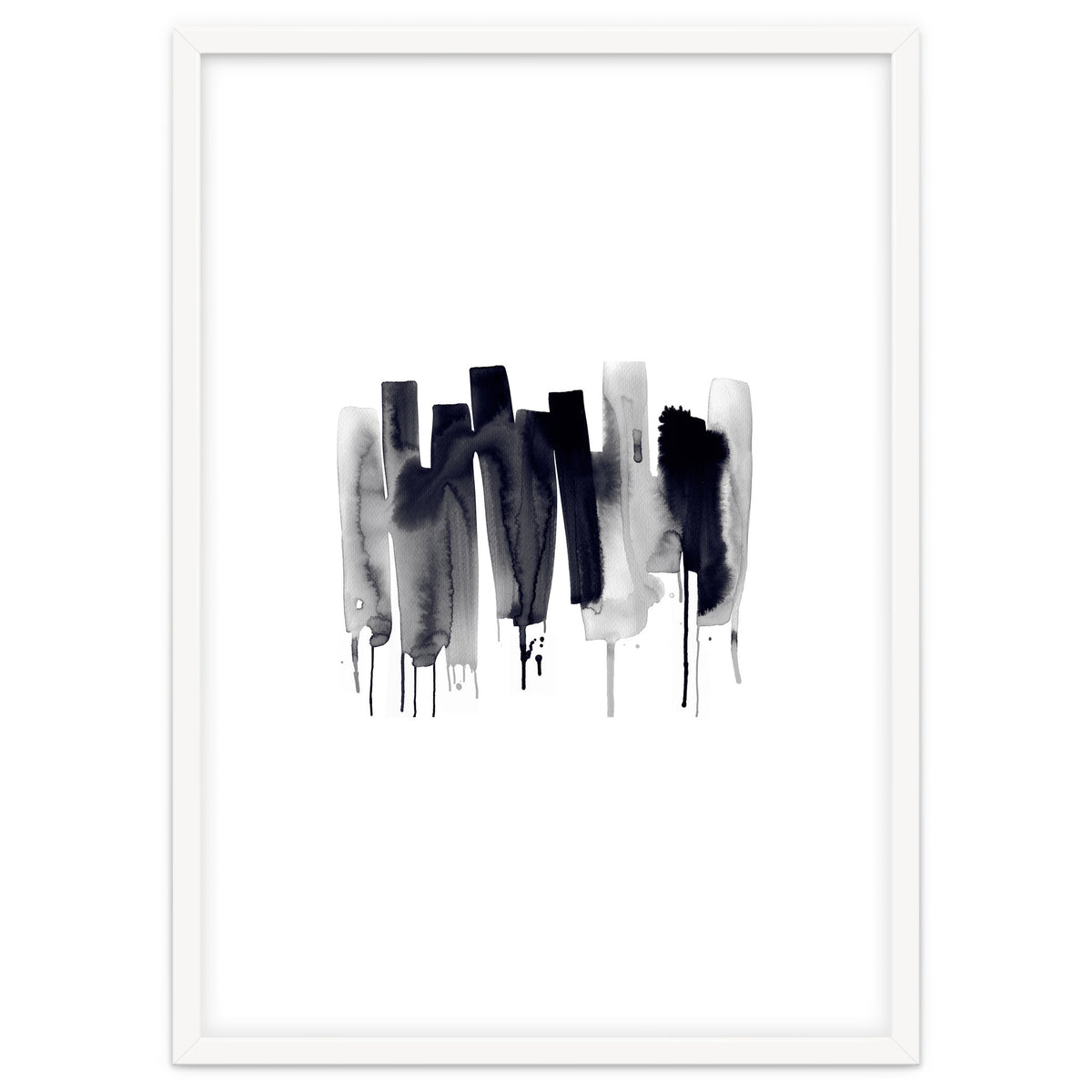 Abstract Watercolor Stripes Minimal Black