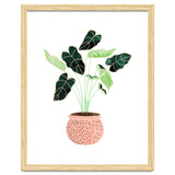 Home Plant | Ceramic Botanical Planter Illustration | Minimal Bohemian Watercolor Painting Polka Dot thumbnail