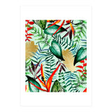 Paradise, Tropical Jungle Botanical Bohemian Illustration, Palm Bird of Paradise Gold Painting (Print Only) thumbnail