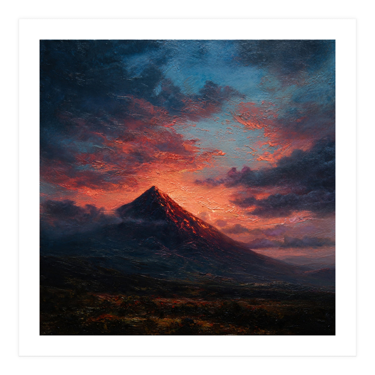 Majestic Mountain Peak at Sunset (Print Only)