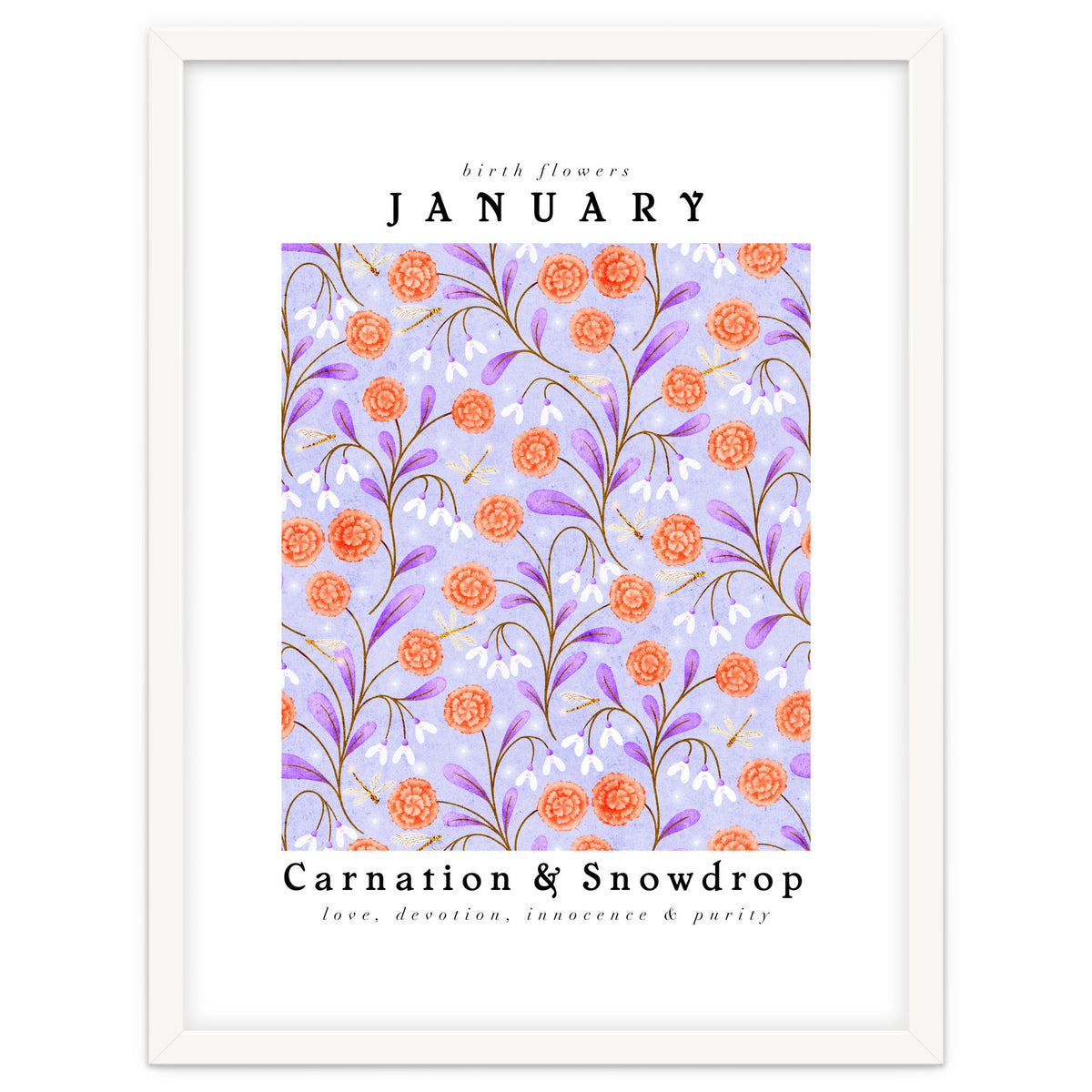 Carnation & Snowdrop January Birth Flower