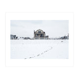 Footprints and house in winter snowscape (Print Only) thumbnail