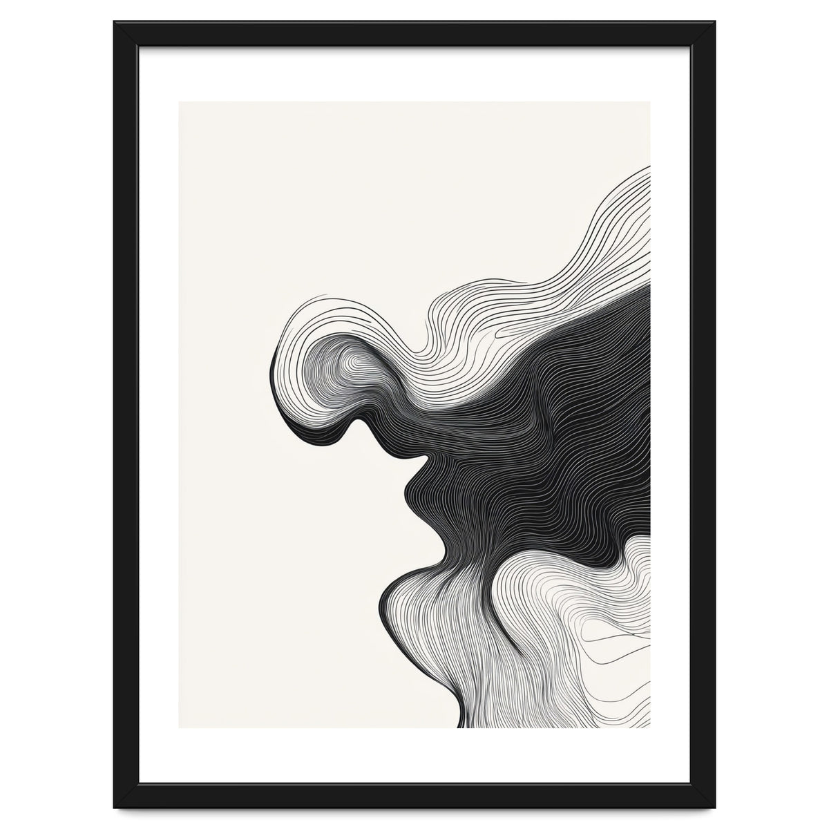 Abstract Black And White Wavy Lines Flowing Organic Shape