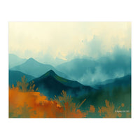 Long Title Misty Blue Mountain Range Landscape (Print Only)
