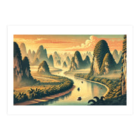 Vintage China, Guilin Karst Mountains Poster (Print Only)