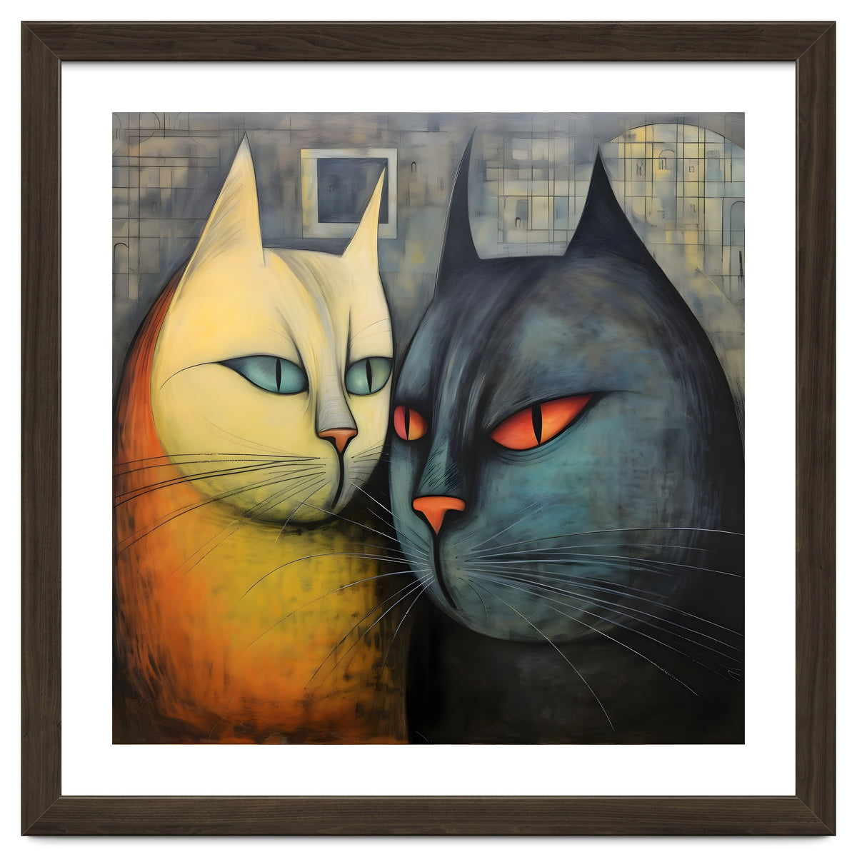 FURRY FRIENDS: GOLDIE AND CHARCOAL, lively duo of animated cats – green eyes, orange eyes. Whiskers charm.