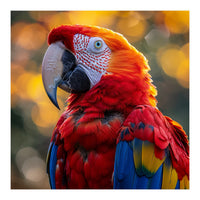 Scarlet Macaw Parrot Close Up Portrait (Print Only)