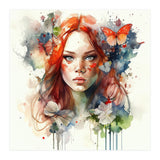 Watercolor Floral Red Hair Woman #7 (Print Only) thumbnail