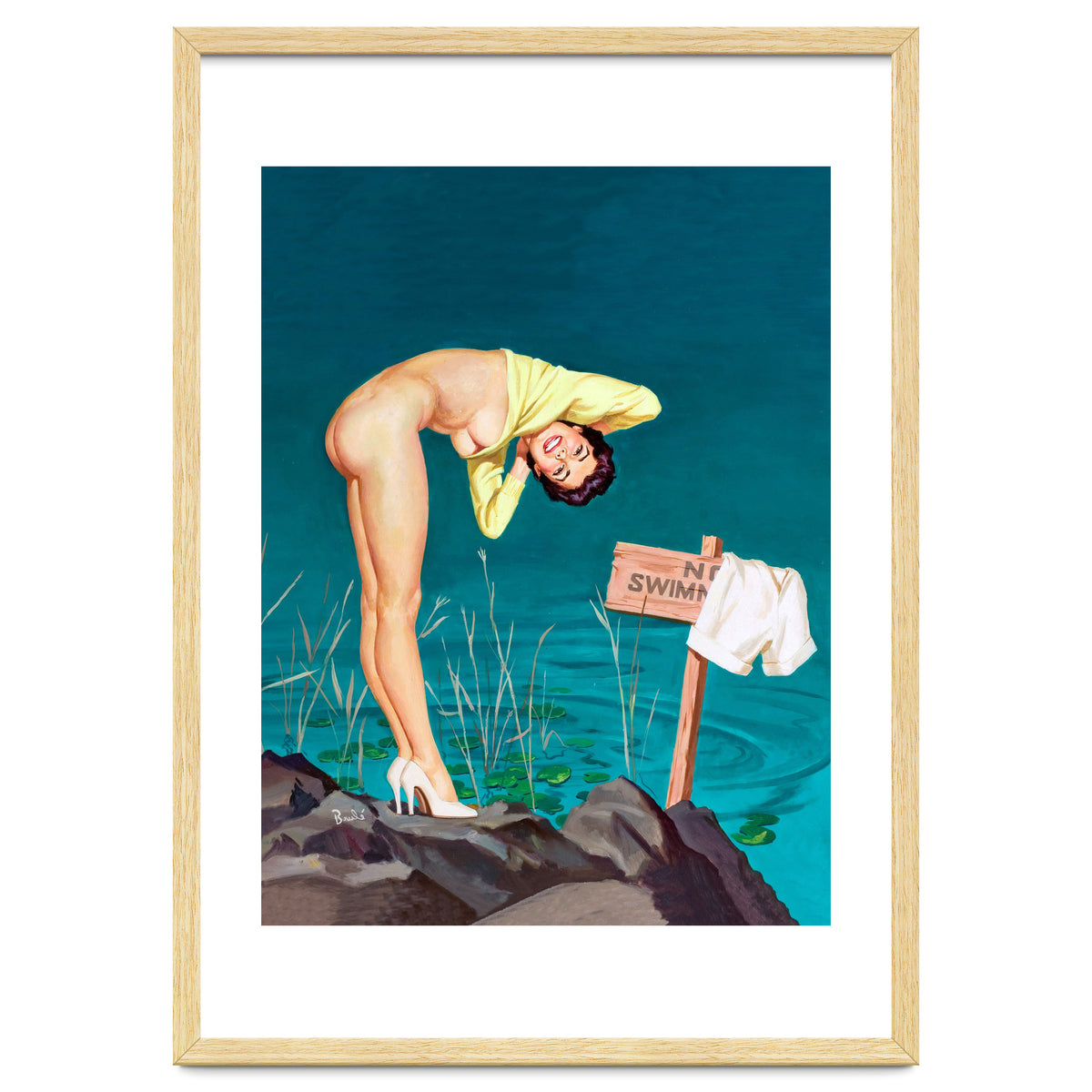 Sexy Pinup Girl With No Swimming Sign