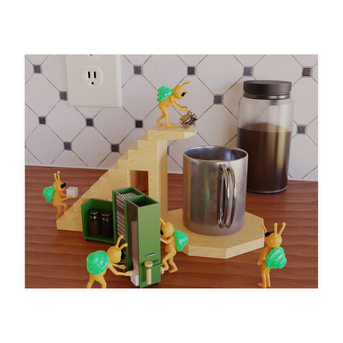 Coffee Support - angle #1 (Lwuba 038 Coffee Support 01) (Print Only)