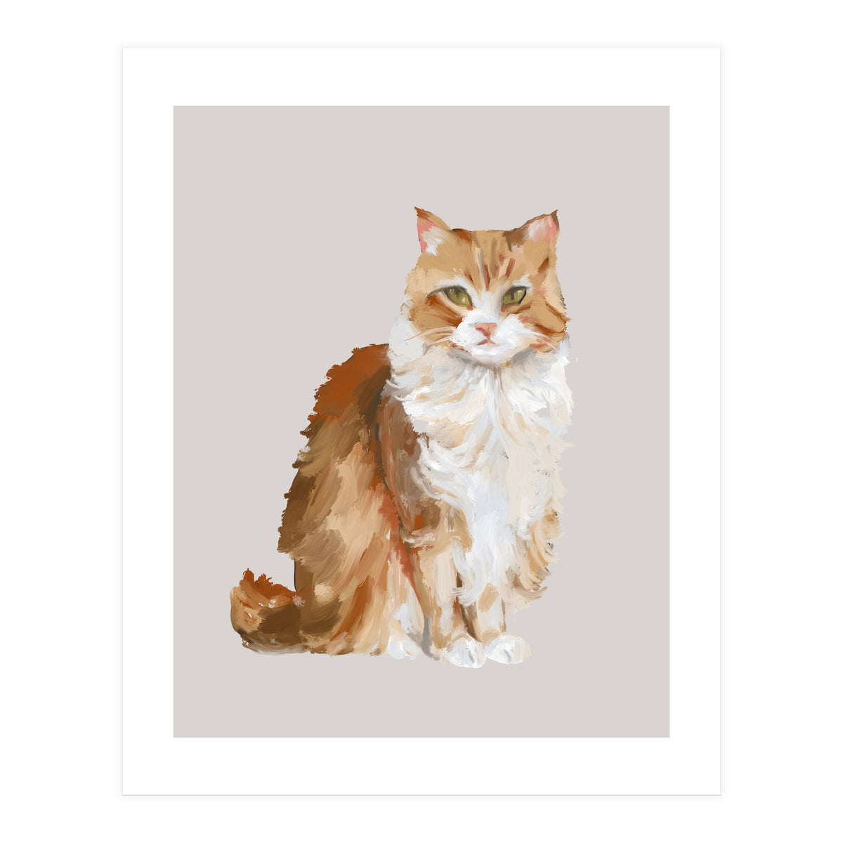 Handpainted messy oil painting of furry baby cat  (Print Only)