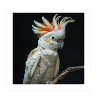 White Cockatoo Parrot Bird Perched On Branch (Print Only)