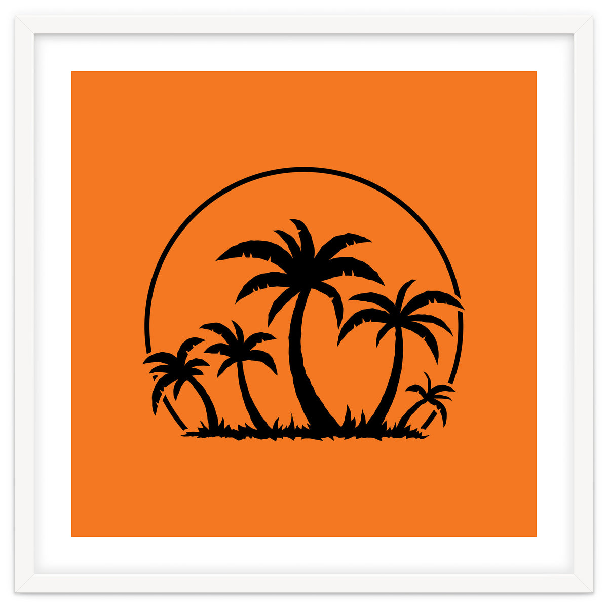 Palm Trees And Sunset in Black