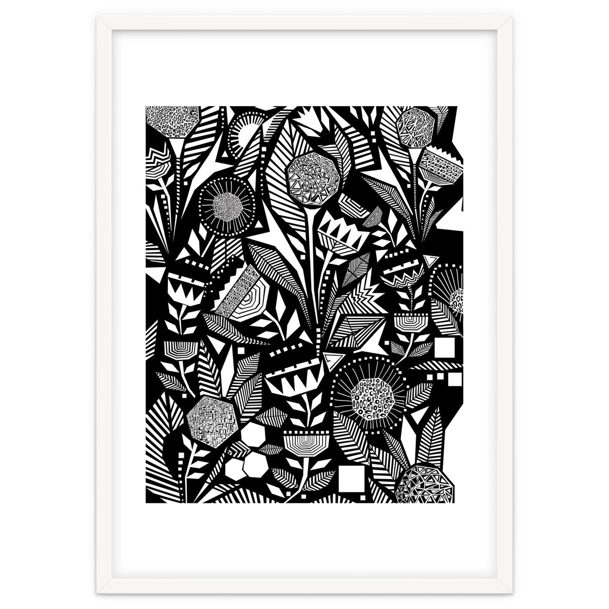 African Tribal, Black & White Abstract Drawing Sketch Line Art, Rustic Botanical Illustration, Bohemian Eclectic Scandinavian Vintage Bold