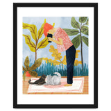 Saturday Afternoon | Cat Mom Pets Photography | Animals Kitten Picnic Watercolor Painting thumbnail