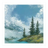 Ethereal Alpine River Valley with Snow-Capped Mountains (Print Only) thumbnail