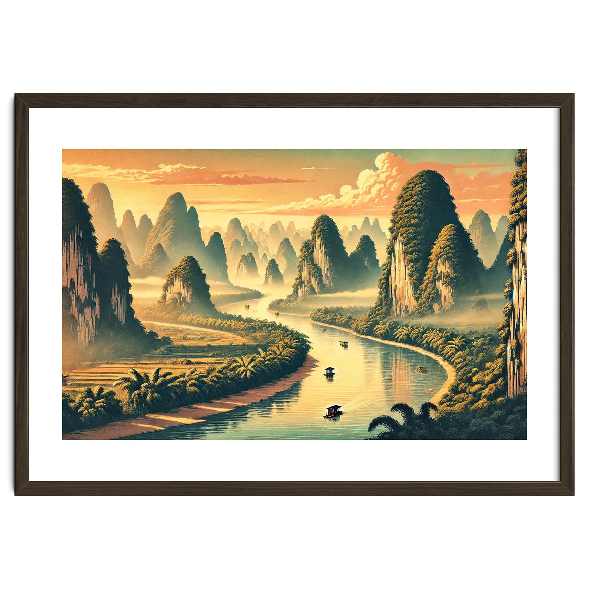 Vintage China, Guilin Karst Mountains Poster