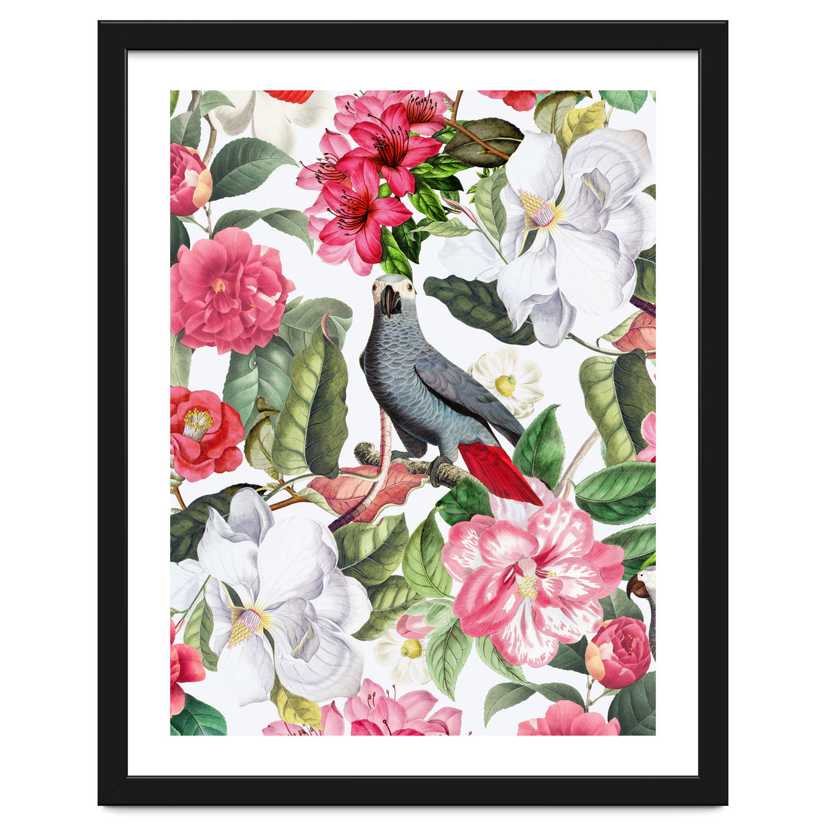 Vintage Cockatoo in Flower Jungle