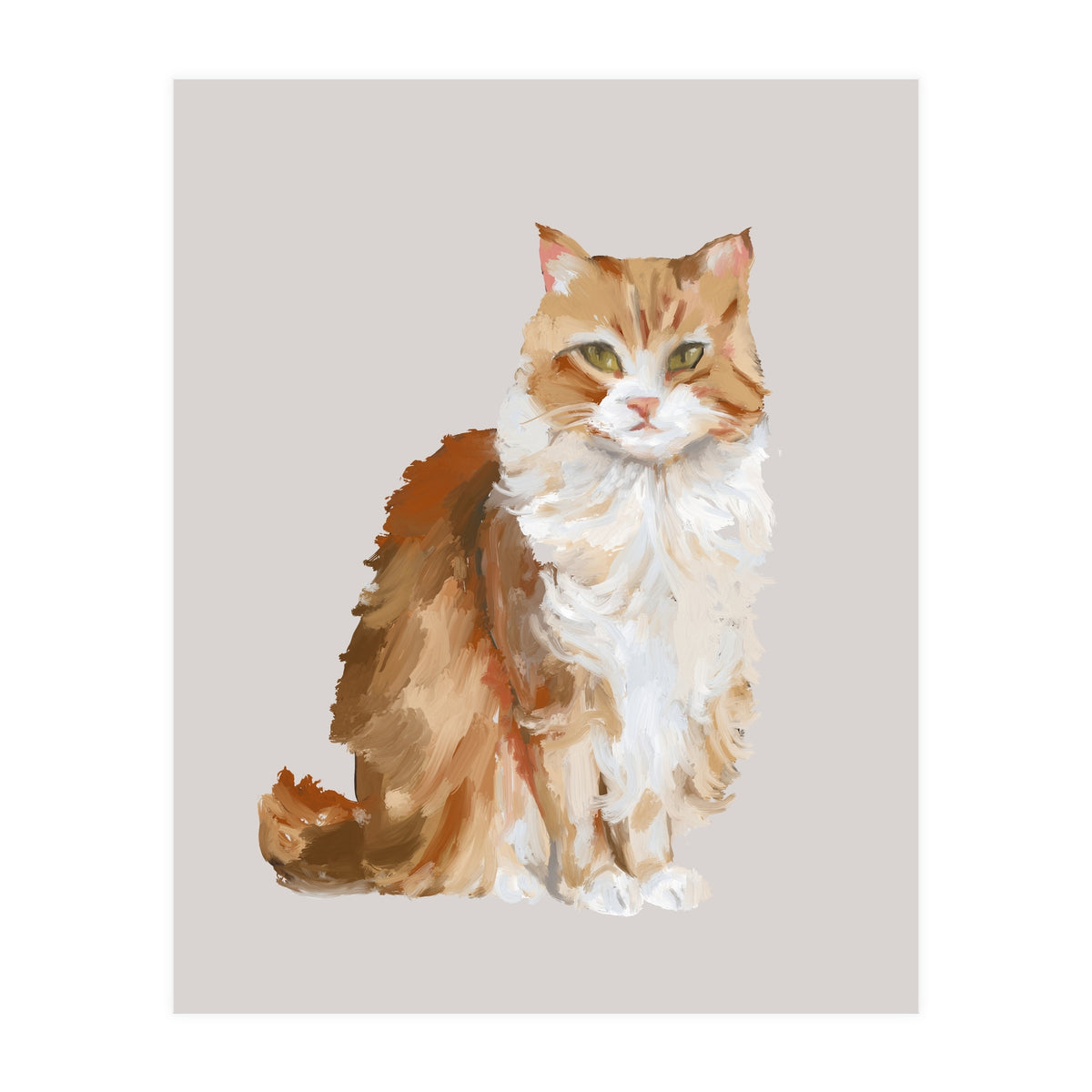 Handpainted messy oil painting of furry baby cat  (Print Only)