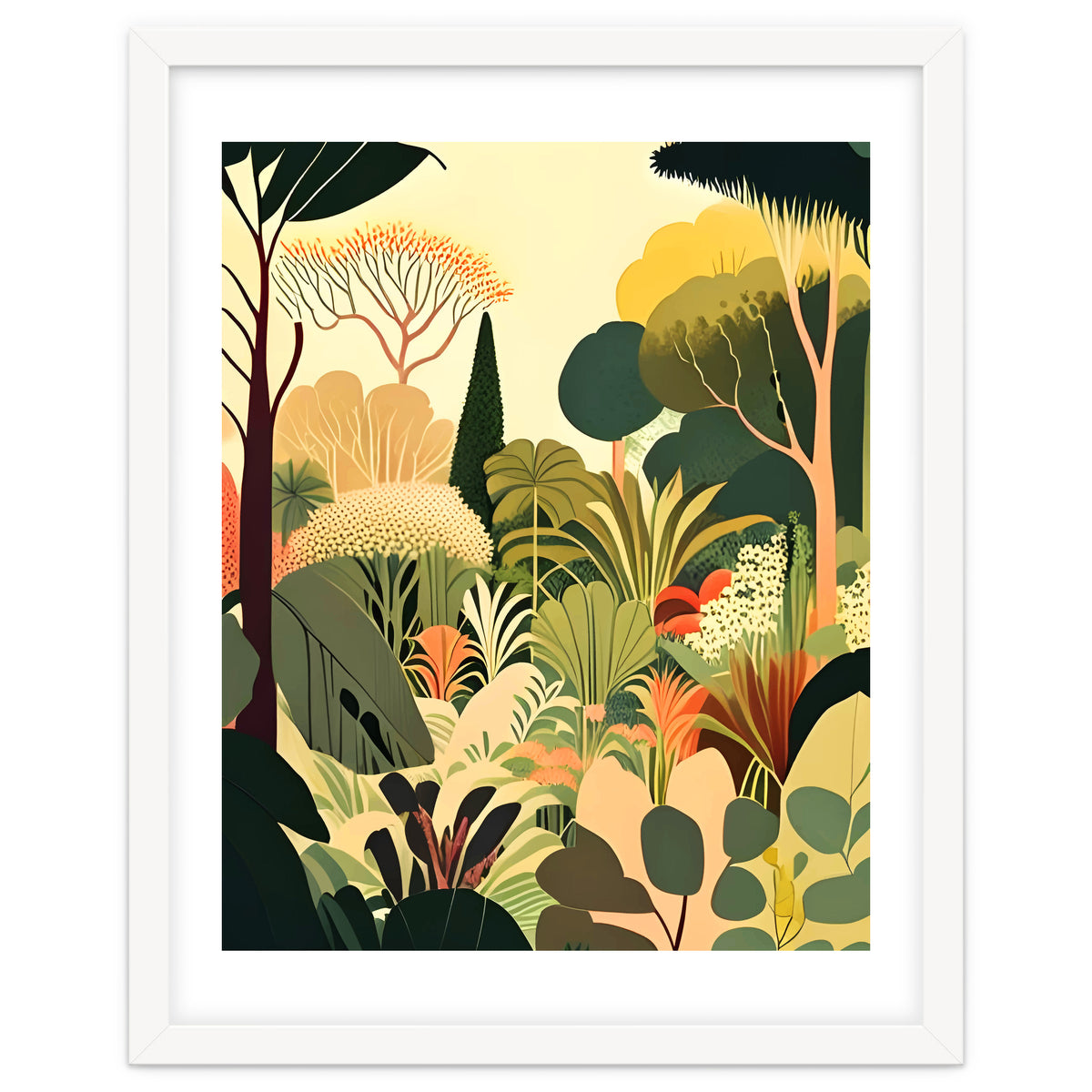 Pastel Garden, Botanical Nature Plants Jungle, Bohemian Eclectic Forest Illustration