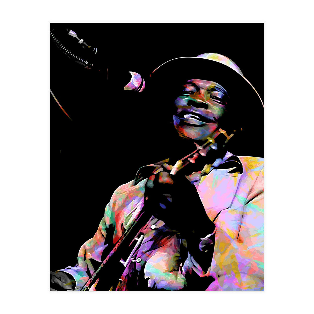 John Lee Hooker American Blues Guitarist Colorful Art (Print Only)