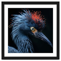 Blue Heron Bird Head With Orange Crown