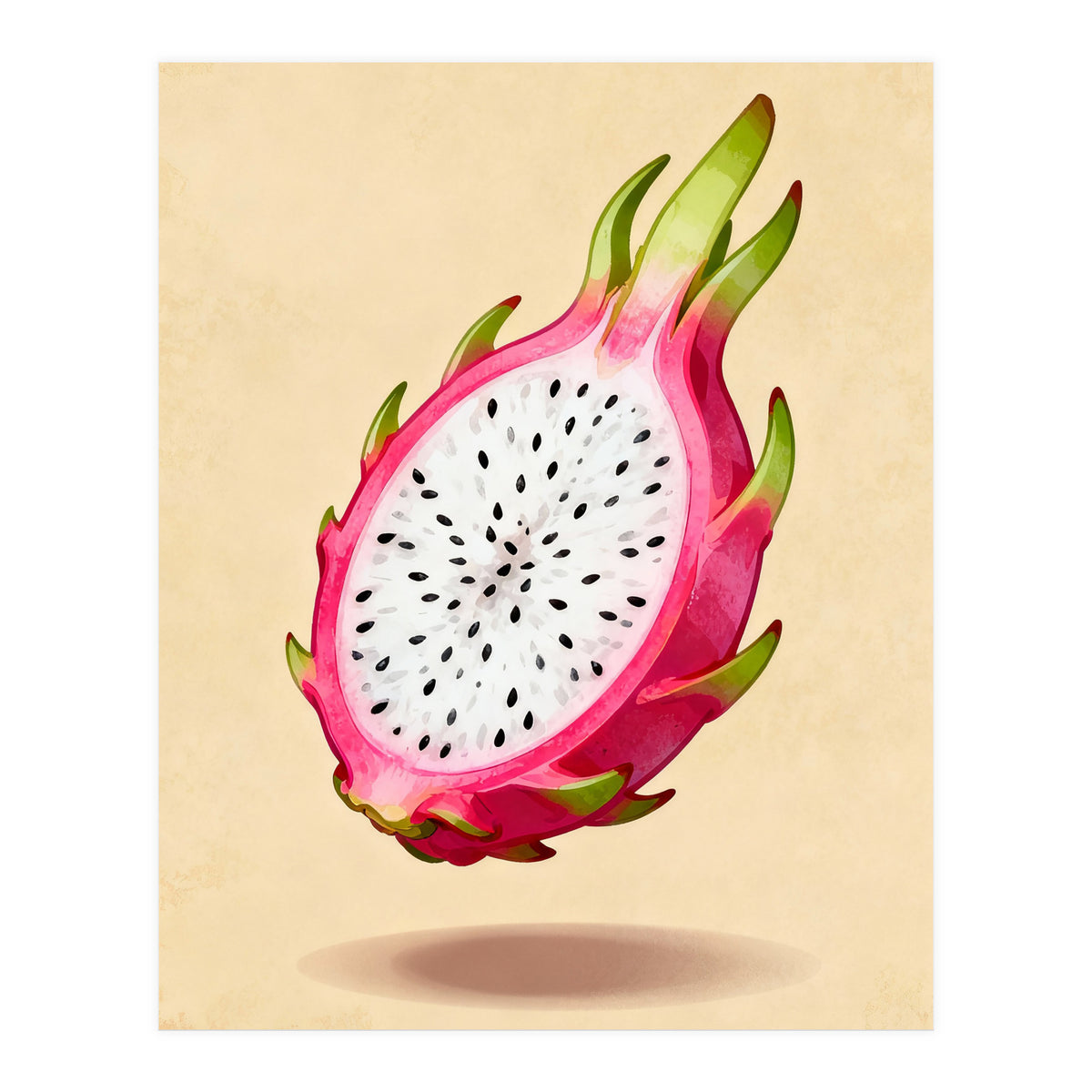 Dragonfruit, Watercolor Illustration, Tropical Pink Art (Print Only)