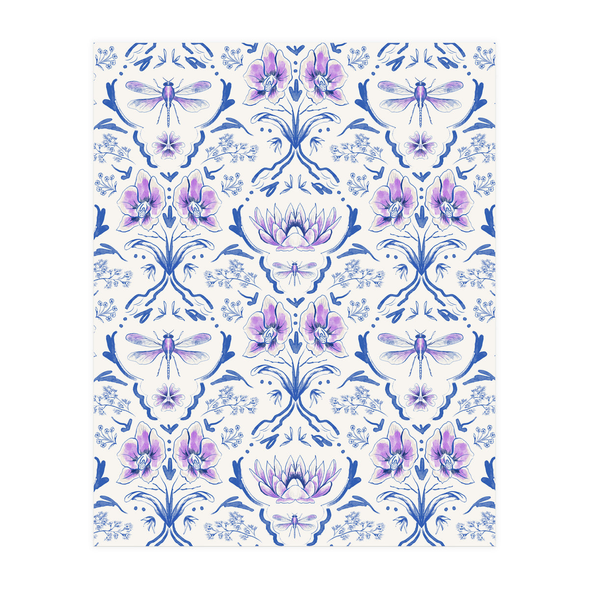 Bohemian Garden Blue Pattern (Print Only)