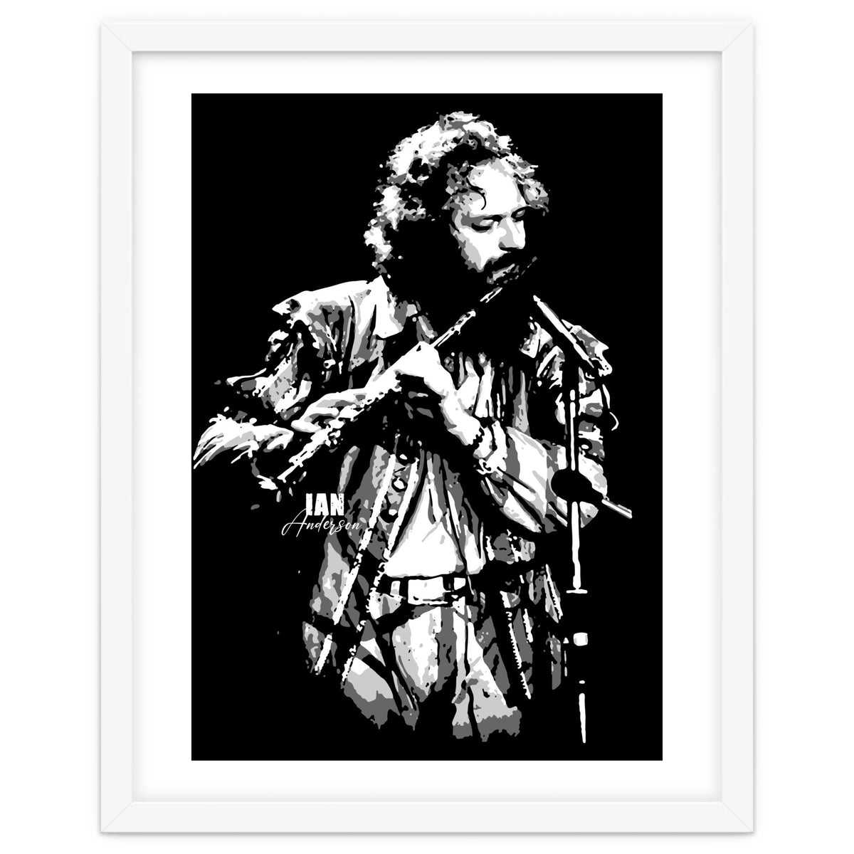 Ian Anderson Rock Music Legend in Grayscale 2