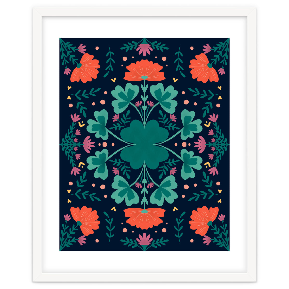 Clovers And Flowers Teal and Orange