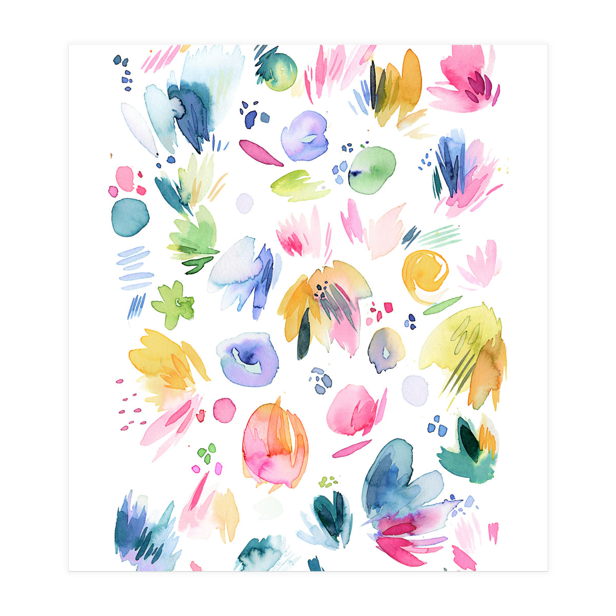 Abstract Watercolor Summer Flowers I (Print Only)